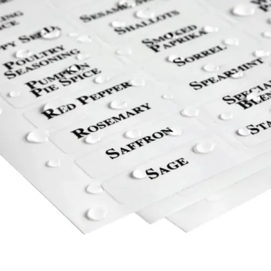 Talented Kitchen 125 Spice Labels Stickers, Clear Spice Jar Labels Preprinted for Seasoning Herbs, Kitchen Organization, Water Resistant, Black image {6}