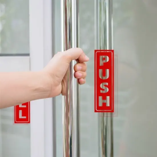 Unique Bargains PVC Self-Adhesive Waterproof Store Vertical Push Pull Door Sign 4 Set image {3}