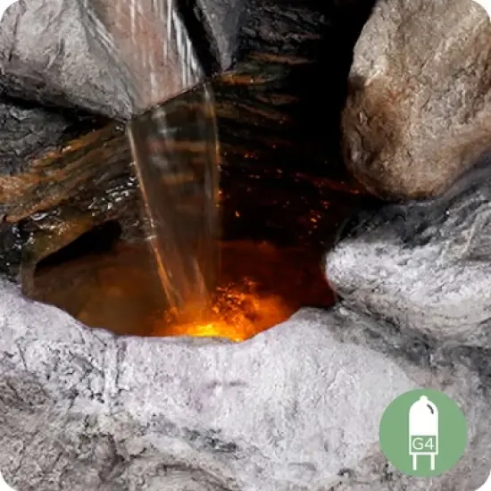 Teamson Home 39.37" Outdoor Faux Stone 4-Tier Water Fountain with LED, Gray image {10}