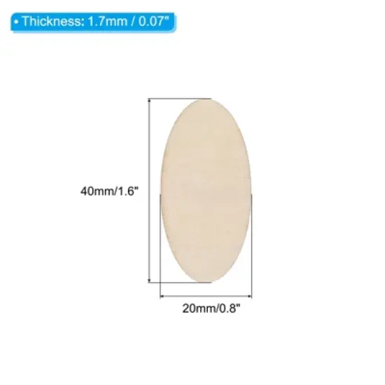 Unique Bargains DIY Craft Decoration Oval Shape Blank Wood Pieces 100 Pcs image {1}
