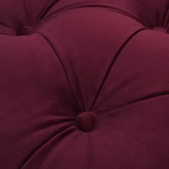 Jennifer Taylor Home La Rosa Victorian Tufted Round Ottoman, Burgundy Velvet image {1}