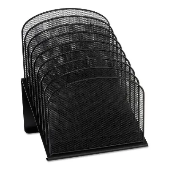 Safco Onyx Mesh Desk Organizer with Tiered Sections, 8 Sections, Letter to Legal Size Files, 11.75" x 10.75" x 14", Black image {3}