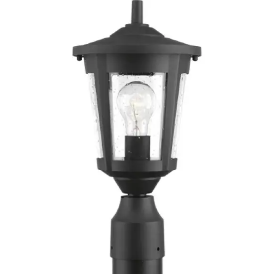 Progress Lighting, East Haven, 1-Light Outdoor Wall Lantern, Black, Seeded Glass Shade image {2}
