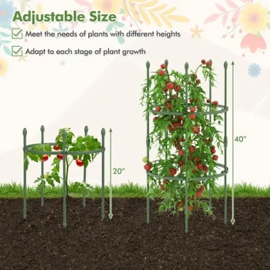 Tangkula 3-Pack Garden Tomato Trellis 40" Plant Support Cage w/ Adjustable Size for Plants image {5}