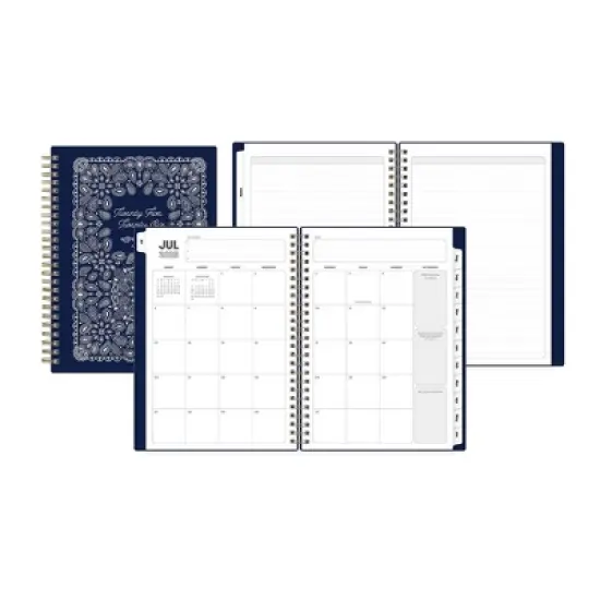 Blue Sky 5.875"x8.625" 2025-2026 Weekly/Monthly Wirebound Planner Printed Buckaroo Navy image {3}