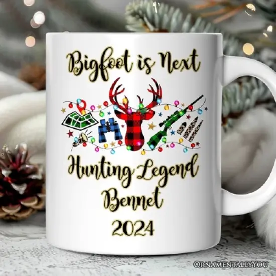 Buffalo Plaid Hunting Theme Christmas Mug, Hunter Gift (Non-Custom Only)| OrnamentallyYou image {3}