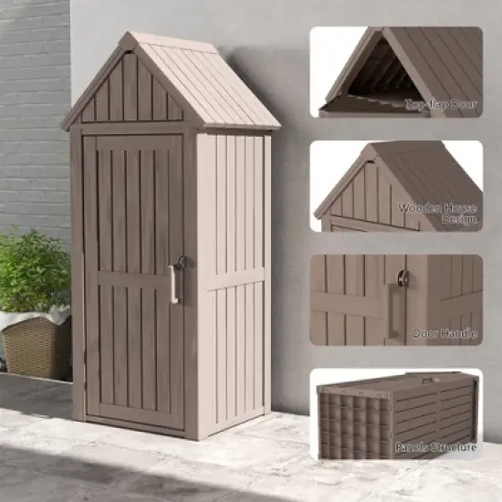 Decksplore 1.67 ft. W x 2.16 ft. D Outdoor Storage Resin Shed Lockable Resin Garden Shed for Backyard(21.12 cu ft） image {4}