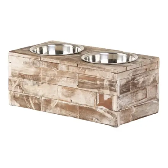 Huntley Pet Elevated Dog and Cat Double Bowl Feeder Stainless Steel Bowls (Berjen, Large) image {4}