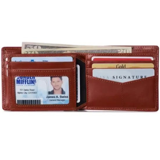 Alpine Swiss Nolan Mens RFID Protected Bifold Wallet Genuine Leather Comes in a Gift Box image {2}