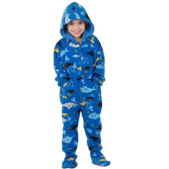 Footed Pajamas - Shark Frenzy Toddler Hoodie Fleece Onesie image {4}