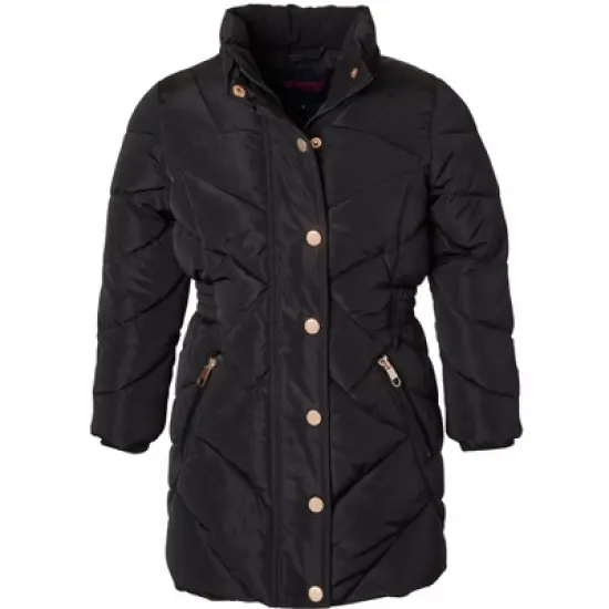 Sportoli Girls Fleece Lined Quilted Midlength Fur Trimmed Hood Winter Puffer Coats image {4}