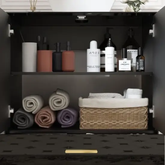 Famapy Freestanding Vanity Cabinet for Bathroom, High-Gloss Design, Storage image {11}