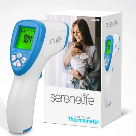 SereneLife Infrared Digital Thermometer - Touchless, LCD Display, Fever Alarm, Memory Recall (SLTM20) image {1}