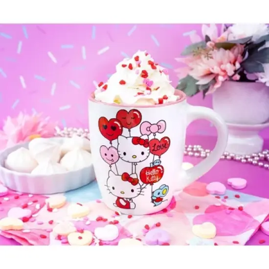 Silver Buffalo Sanrio Hello Kitty Heart Balloons Ceramic Latte Mug | Holds 25 Ounces image {3}