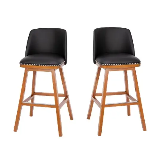 Flash Furniture Julia Set of 2 Transitional Upholstered Barstools with Nailhead Trim and Solid Wood Frames image {13}