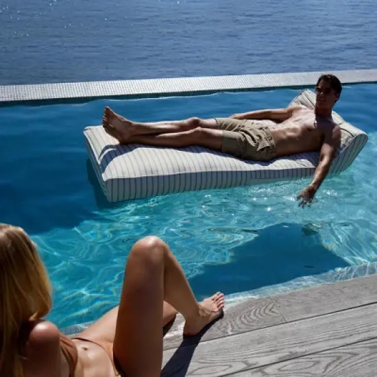 Sunnylife Luxe Lie-On Lounger - La Palma Sage Stripe - Inflatable Pool Float image {9}