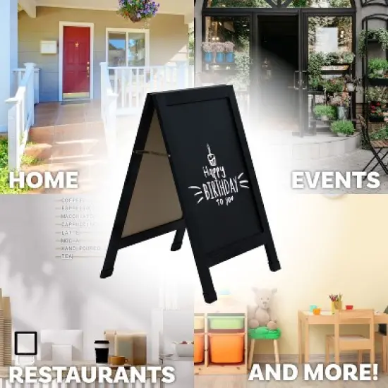 Sunnydaze 40 in. x 20 in. Double-Sided Magnetic A-Frame Chalkboard with Chalk and Eraser image {1}