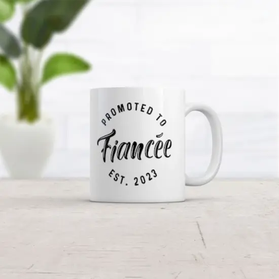 Crazy Dog Promoted to Fiancee 2023 Mug Funny Family Wedding Announcement Coffee Cup-11oz image {1}