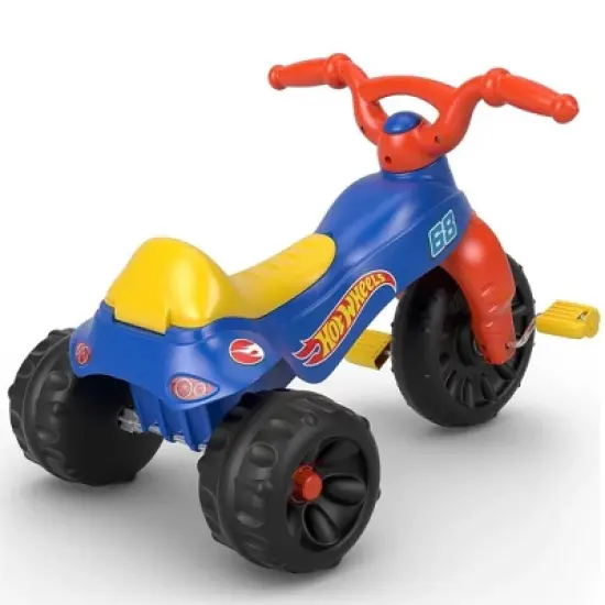 Fisher-Price Hot Wheels Tough Trike Toddler Bike with Handlebar Grips and Storage Compartment, Outdoor Ride On Toy for Preschool Kids image {2}