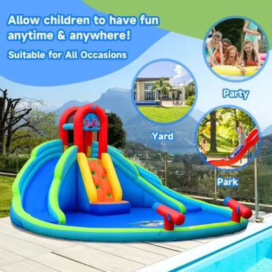 Costway Inflatable Waterslide Wet & Dry Bounce House w/Upgraded Handrail Blower Excluded image {4}