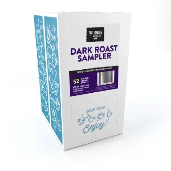 Two Rivers Coffee Dark Roast Coffee Pods Sampler 2.0 Keurig, Variety Pack, 52 Ct image {1}