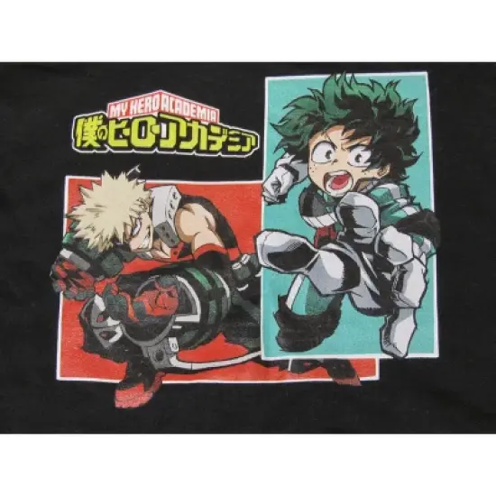My Hero Academia Deku and Bakugo Panels Men's Black Graphic Hoodie image {1}