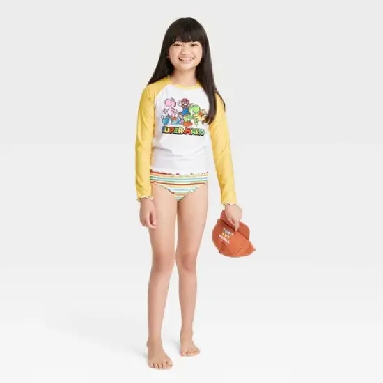 Girls' Nintendo 2pc Super Marop Long Sleeve Rash Guard Set - Yellow image {2}