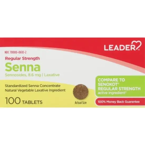 Leader Tablets 8.6 mg Regular Strength Senna 100 Tablets image {3}