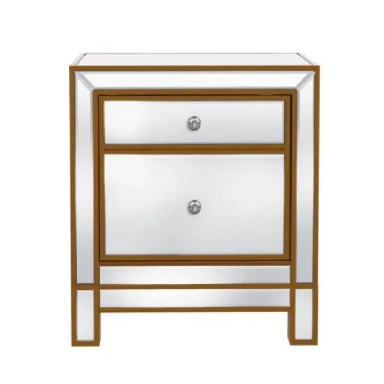 Modern Mirrored Nightstand With 1 Door, Silver - ModernLuxe image {5}