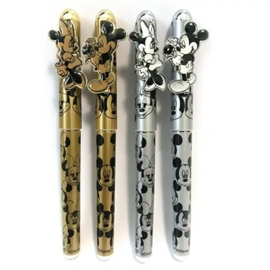Disney Mickey Minnie Mouse Gold Silver 4 Piece Pen Set image {1}