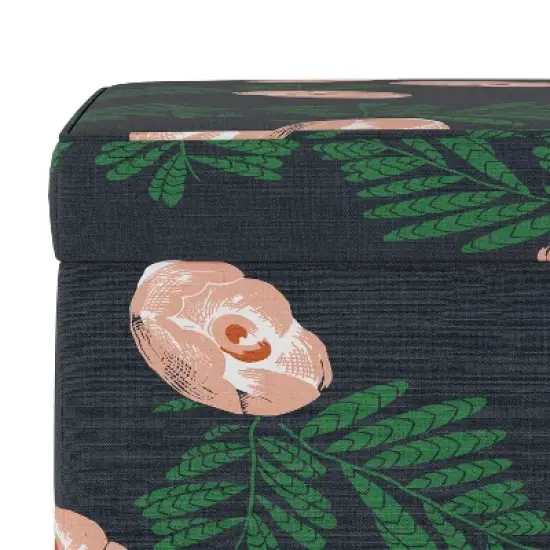 Pattern Fairland Square Storage Ottoman Indigo Floral - Skyline Furniture image {2}