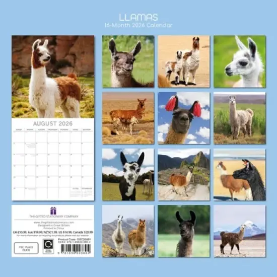 2026 Square Wall Calendar, Llamas, 16-Month Animals Theme with 180 Reminder Stickers (12x12 In) image {3}