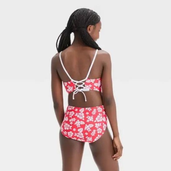 Girls' 'Hawaiian Retreat with Sarong' Swimwear Set - art class&trade; Red image {2}