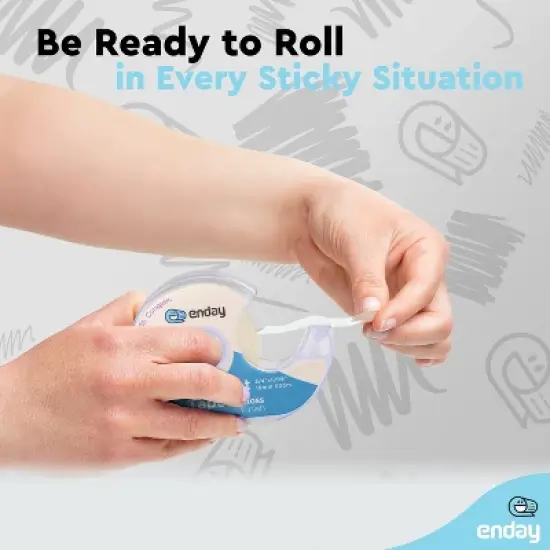 Enday Tape Dispenser with Clear Glossy Transparent Tape &ndash; Adhesive Mounting Tape Roll for School, Office, Gift Wrapping & General Use image {5}