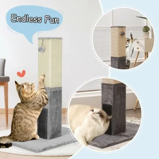Costway 31'' Tall Cat Scratching Post Claw Scratcher w/ Sisal Rope & 2 plush Ball image {5}