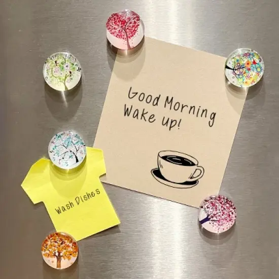 Wrapables Crystal Glass Magnets, Refrigerator Magnets for Office Whiteboards, Cabinets, Lockers (Set of 12), Tree Love image {5}