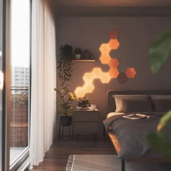 Nanoleaf 3 Panels Elements Wooden Hexagons Expansion Pack LED Light Bulbs image {2}