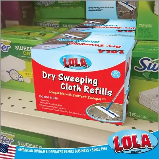 LOLA Products Dry Sweeping Cloth Refill Pads, Unscented, Compatible with Swiffer Floor Mop, Comparable to Swiffer Refills, 11" x 8.13", 32 Pack image {5}
