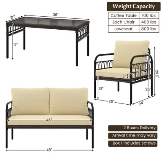 Coswtay 8 PCS Patio Furniture Set Outdoor Wicker Conversation Bistro Set with Soft Cushions image {1}