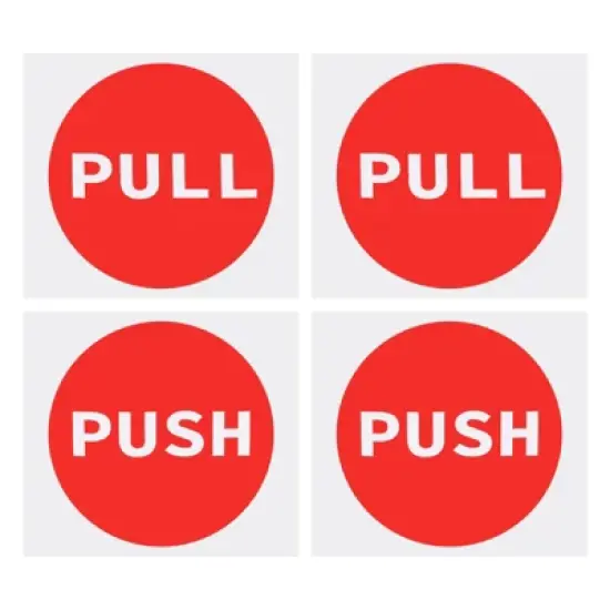 Unique Bargains PVC Self-Adhesive Waterproof Store Round Push Pull Door Sign 2 Set image {8}