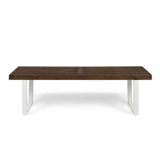 Dexmalle Modern Dark Brown and White Patio Dining Bench image {3}