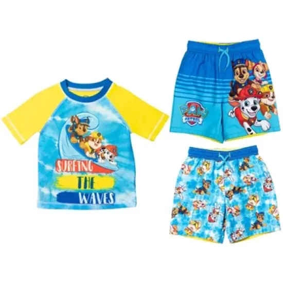 Paw Patrol Rubble Marshall Chase Pullover Rash Guard and Swim Trunks Toddler  image {9}