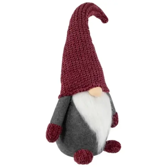 Northlight Standing Gnome with Knitted Hat Christmas Decoration - 18" - Mauve and Gray image {3}