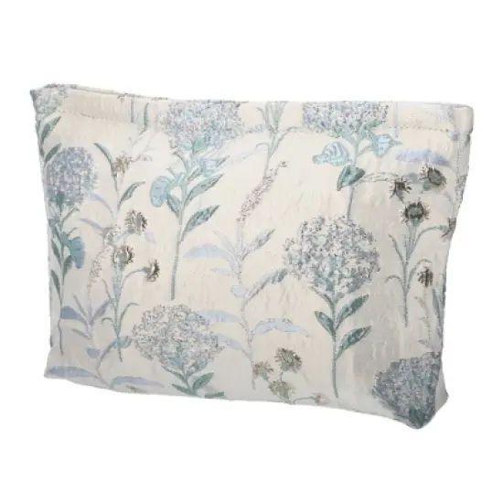 Unique Bargains Travel Canvas Floral Zipper-Closure Makeup Bag Light Blue 1 Pc image {7}