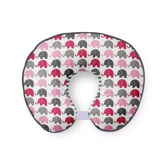 Bacati - 3 pc Elephants Pink/Gray Hugster Feeding & Infant Support Nursing Pillow with 2 removable zippered covers image {1}