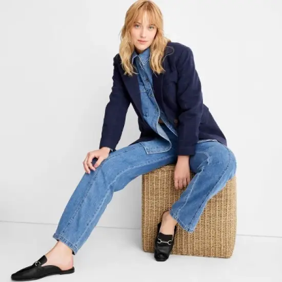 Women's Long Sleeve Prep Check Blazer - Future Collective&trade; with Reese Blutstein Navy Blue image {2}