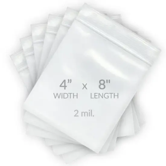 UOFFICE 1000 Reclosable Clear Poly Bags 4"x8",  2 Mil Resealable Bags image {3}