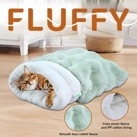 GOOPAWS 4-in-1 Cat Sack Bed Cave - Self Warming Pet Sleeping Bag for Cats & Small Dogs image {1}