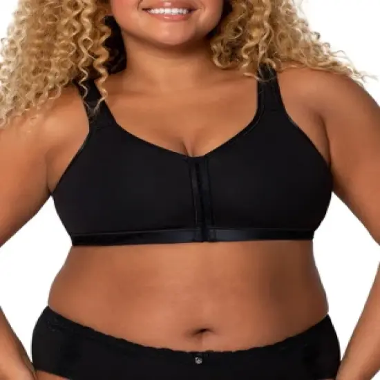 Curvy Couture Women's Cotton Luxe Front and Back Close Wireless Bra image {4}