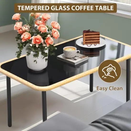 4 Pieces Patio Furniture Sets Wicker Outdoor Sectional L-Shaped with Cushions,Side Table and Chairs Set,Boho Rattan 5 Seater Conversation Sets,Beige image {2}